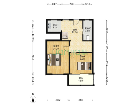 文二路51号 2室1厅1卫 61平方