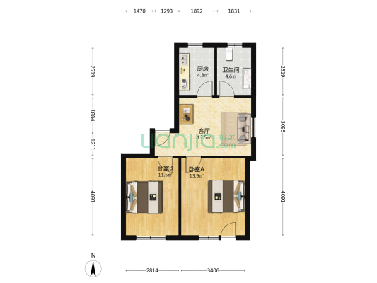 曹杨八村(益达苑) 2室1厅1卫 62平方