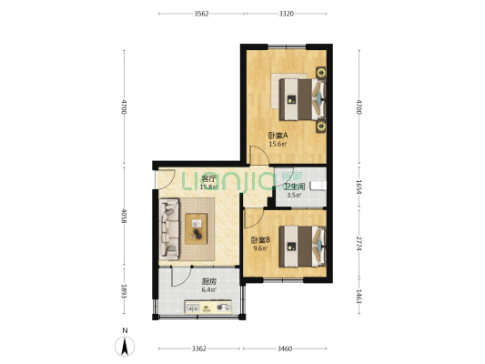 土门墩商储家园 2室1厅1卫 58平方