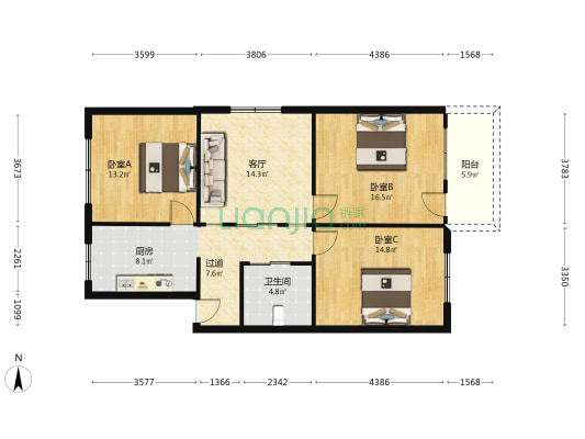 育才街220弄 3室1厅1卫 120平方