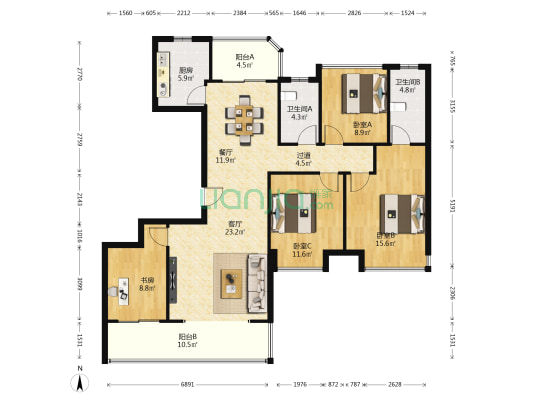 德商御璟天骄 4室2厅2卫 148平方