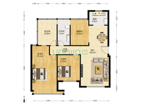 郑西建业联盟新城 2室1厅1卫 122平方