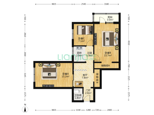 西三环北路101号院 3室1厅1卫 79平方