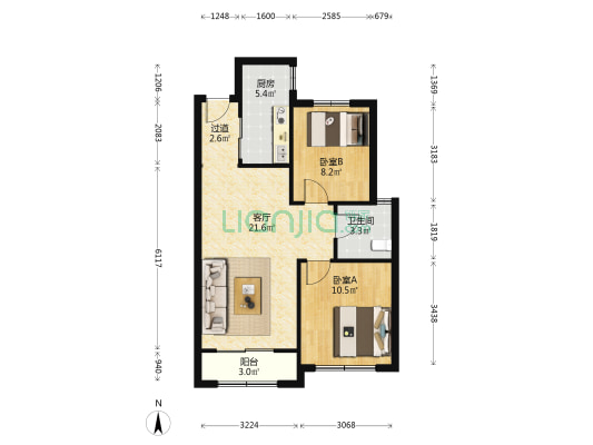 金泽碧玉 2室1厅1卫 75平方