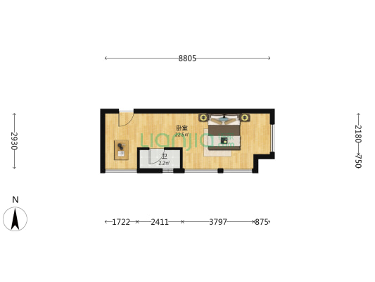 五象世茂中心 1室0厅1卫 44平方
