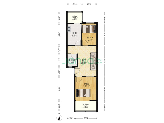 富华东里惠安楼 2室1厅1卫 58平方