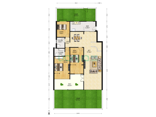 永通三期B区 3室1厅2卫 117平方