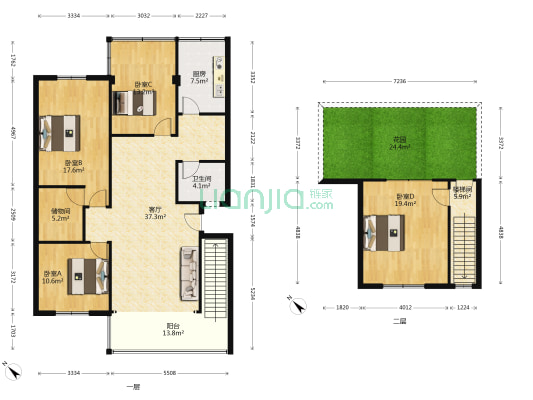 明苑公寓 4室1厅1卫 121平方