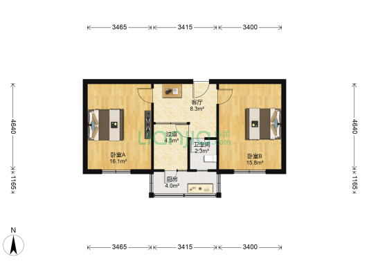 联强生活小区 2室1厅1卫 63平方