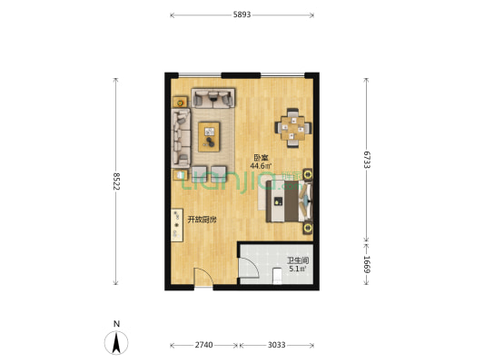 瑞公馆 1室0厅1卫 70平方