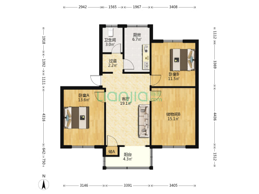 东明路43号院 2室1厅1卫 92平方