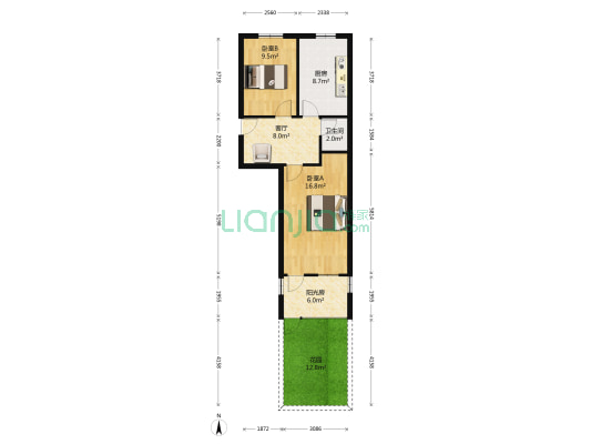 玉函路20号 2室1厅1卫 65平方