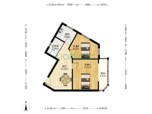 洪武高层 2室1厅1卫 66平方