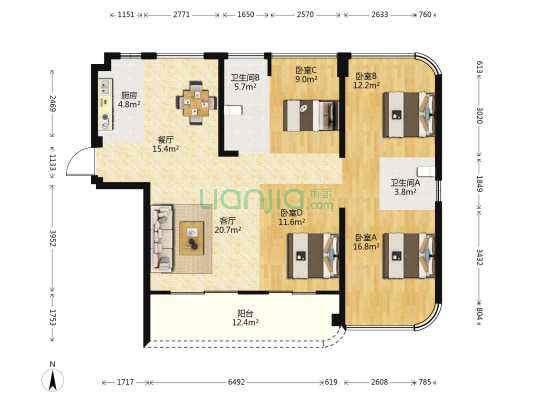 融信后海 4室2厅2卫 123平方