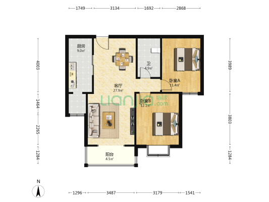 锦融尚御一期 2室1厅1卫 96平方
