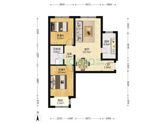 金通阳光苑北区 2室1厅1卫 83平方