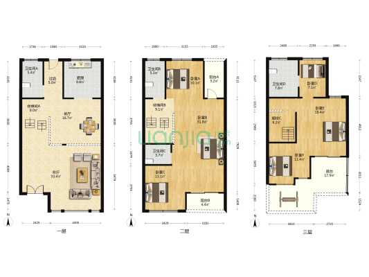 汇秀山庄 6室2厅4卫 271平方