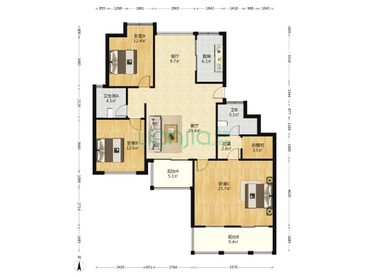 金鼎湾花园 3室2厅2卫 149平方