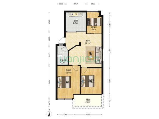 岳后小区 3室1厅1卫 82平方