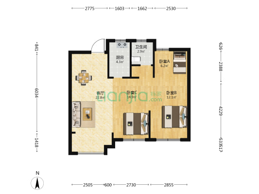 前宸府 3室1厅1卫 81平方