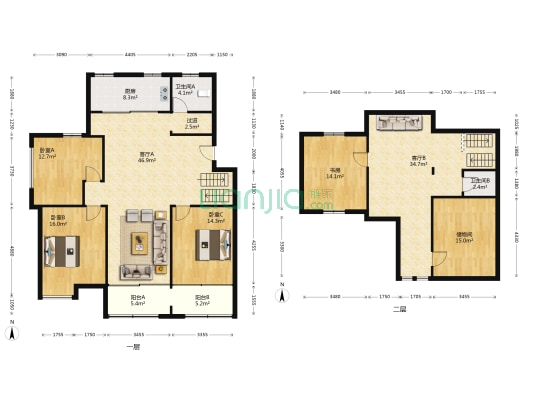 石牌一村 4室2厅2卫 134平方