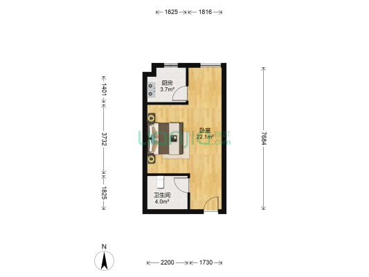 鼎正中央领郡 1室0厅1卫 73平方
