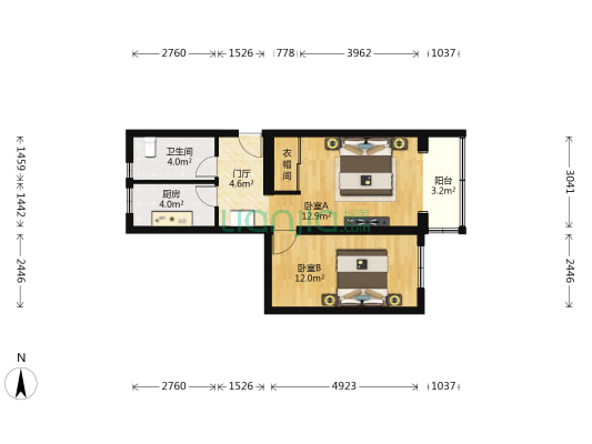 马家堡东里 2室0厅1卫 56平方