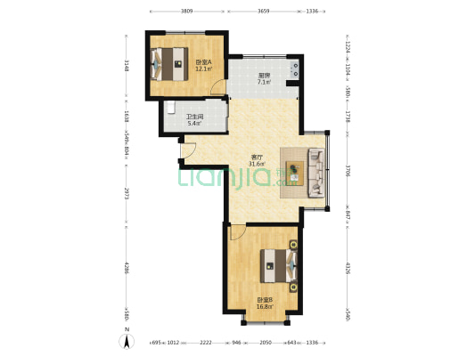 富源新居 2室1厅1卫 98平方
