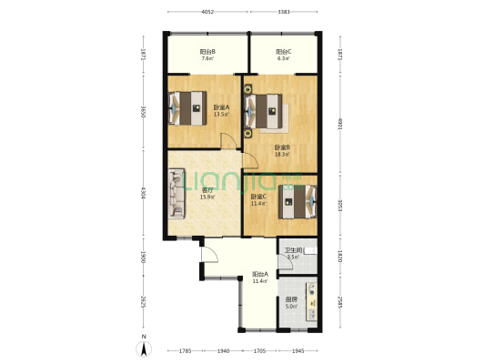 武阳中路75号 3室1厅1卫 94平方