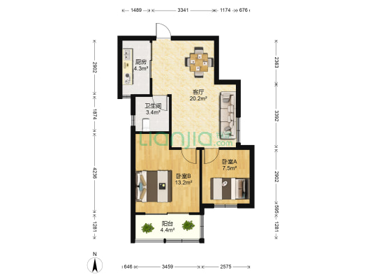 莲花新城北苑 2室1厅1卫 67平方
