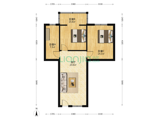 五三大道154号 3室1厅0卫 86平方