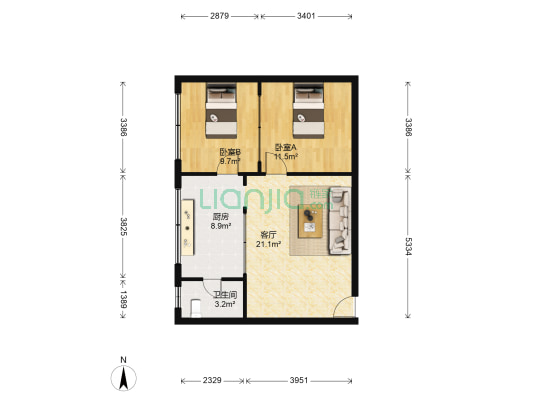 黔春路8号 2室1厅1卫 64平方