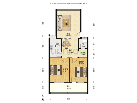 长沙联运物流有限公司宿舍 2室2厅1卫 85平方