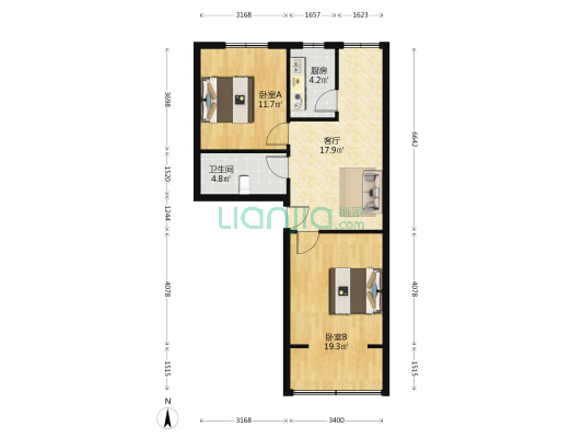 十里铺商住楼 2室1厅1卫 73平方