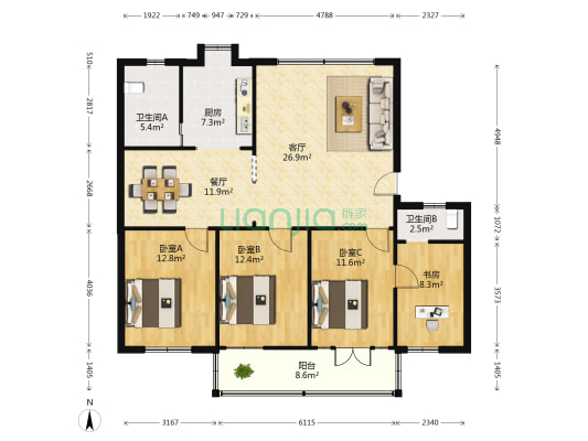 洪都北大道小区 4室2厅2卫 126平方
