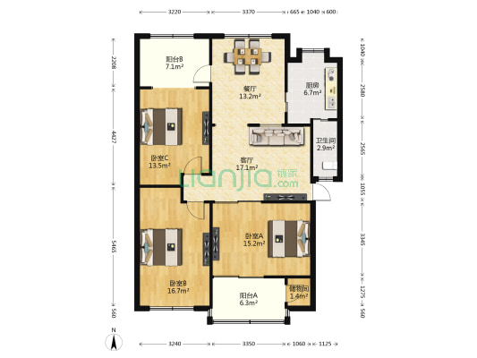 冶金集团公司住宅小区 3室2厅1卫 120平方