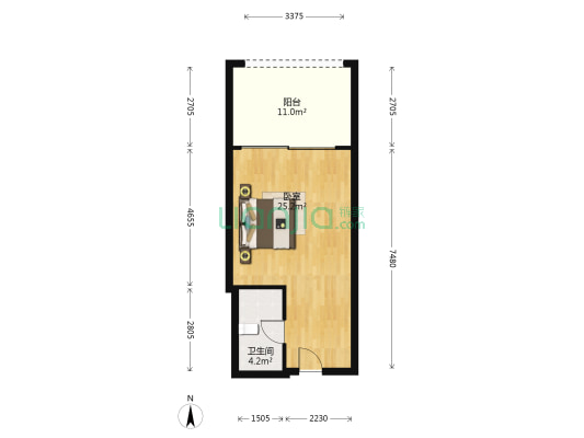 富力湾一期 1室0厅1卫 52平方