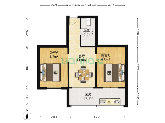 体育路东段 2室1厅1卫 53平方