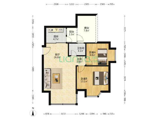 富雅轩 2室1厅1卫 77平方