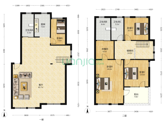 恒大御水庄园 4室1厅3卫 199平方
