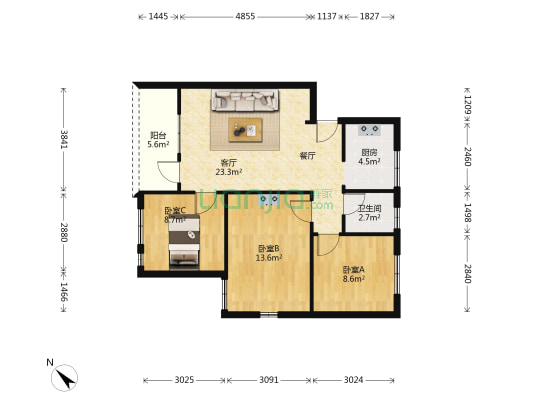 天鹅楼 3室1厅1卫 72平方