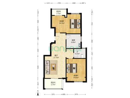 四季翠园 2室1厅1卫 86平方