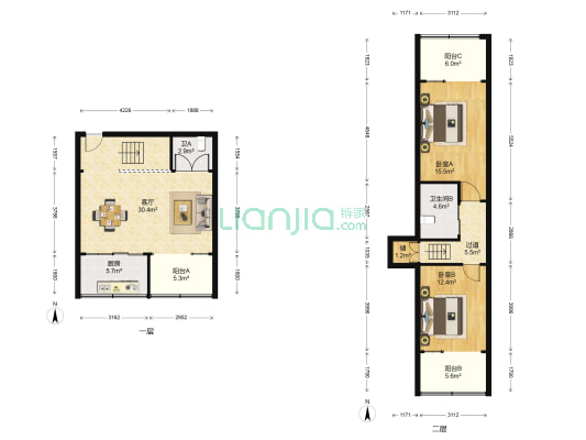 大西洋 2室1厅2卫 130平方