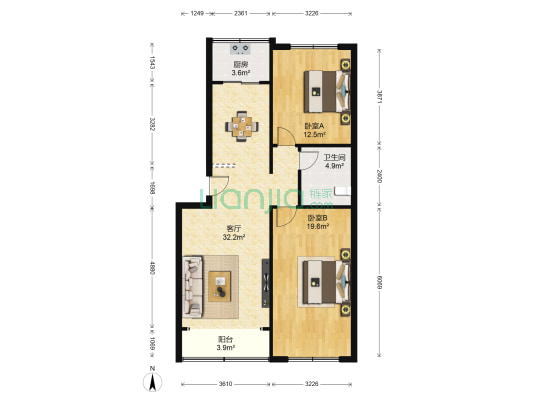 长城山海苑北苑 2室1厅1卫 95平方