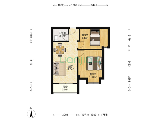 弘绘菁华园 2室1厅1卫 56平方