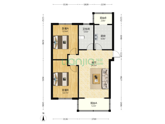 中山东路32弄 2室1厅1卫 85平方