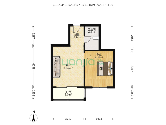 正阳里(南开区) 1室1厅1卫 57平方