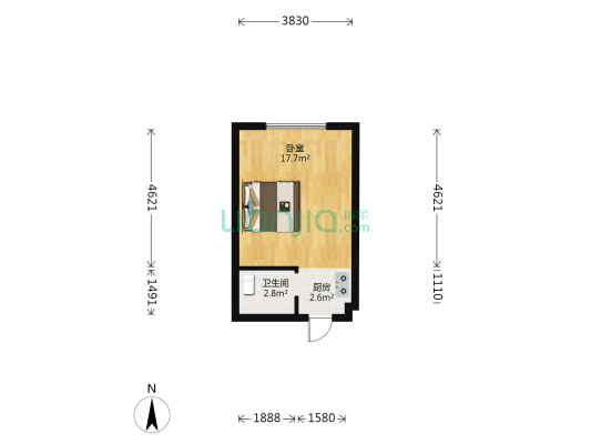 融达商厦 1室0厅1卫 35平方