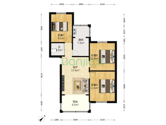 南城大道社区 3室1厅1卫 78平方
