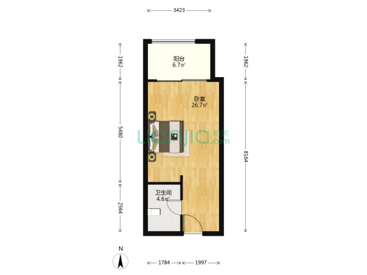博雅东未名苑 1室0厅1卫 46平方